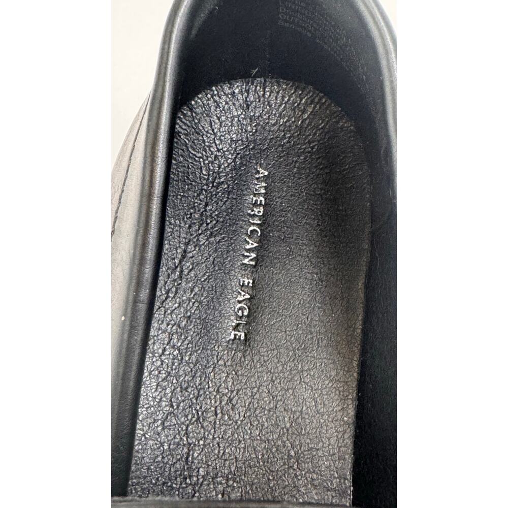 American Eagle Black Loafers Gold Horsebit Slip On Flats Womens 7 - Picture 3 of 9